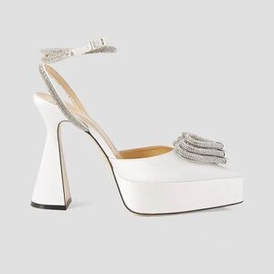Mach & Mach Triple Heart crystal-embellished silk-satin platform pumps